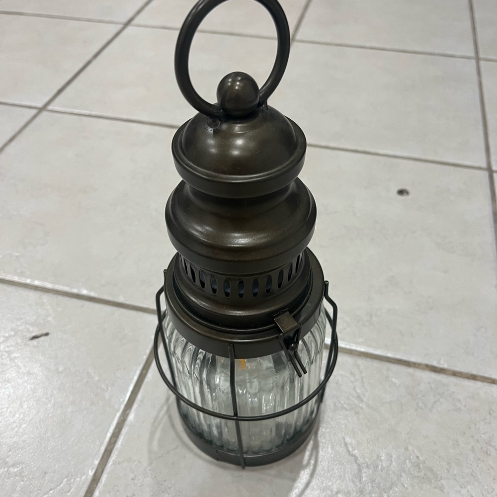 Anthropologie bronze battery operated lantern